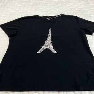 Karl Lagerfeld pearl aplique Eiffel Tower T shirt